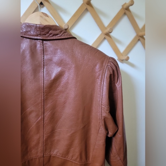 Vintage puff sleeves faux leather trench‎ coat - Picture 10 of 11